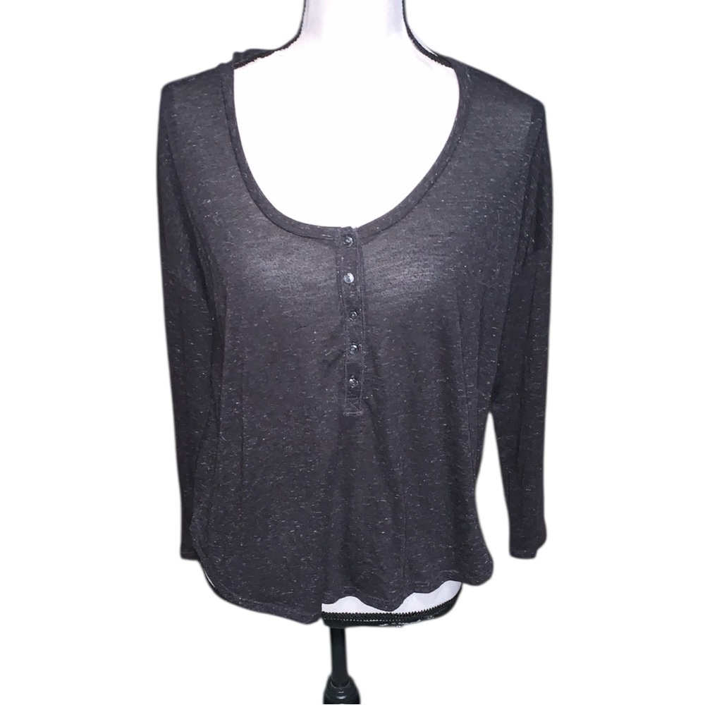 Victoria’s Secret Women's M Short Black Long Sleeve Lounge Henley Top